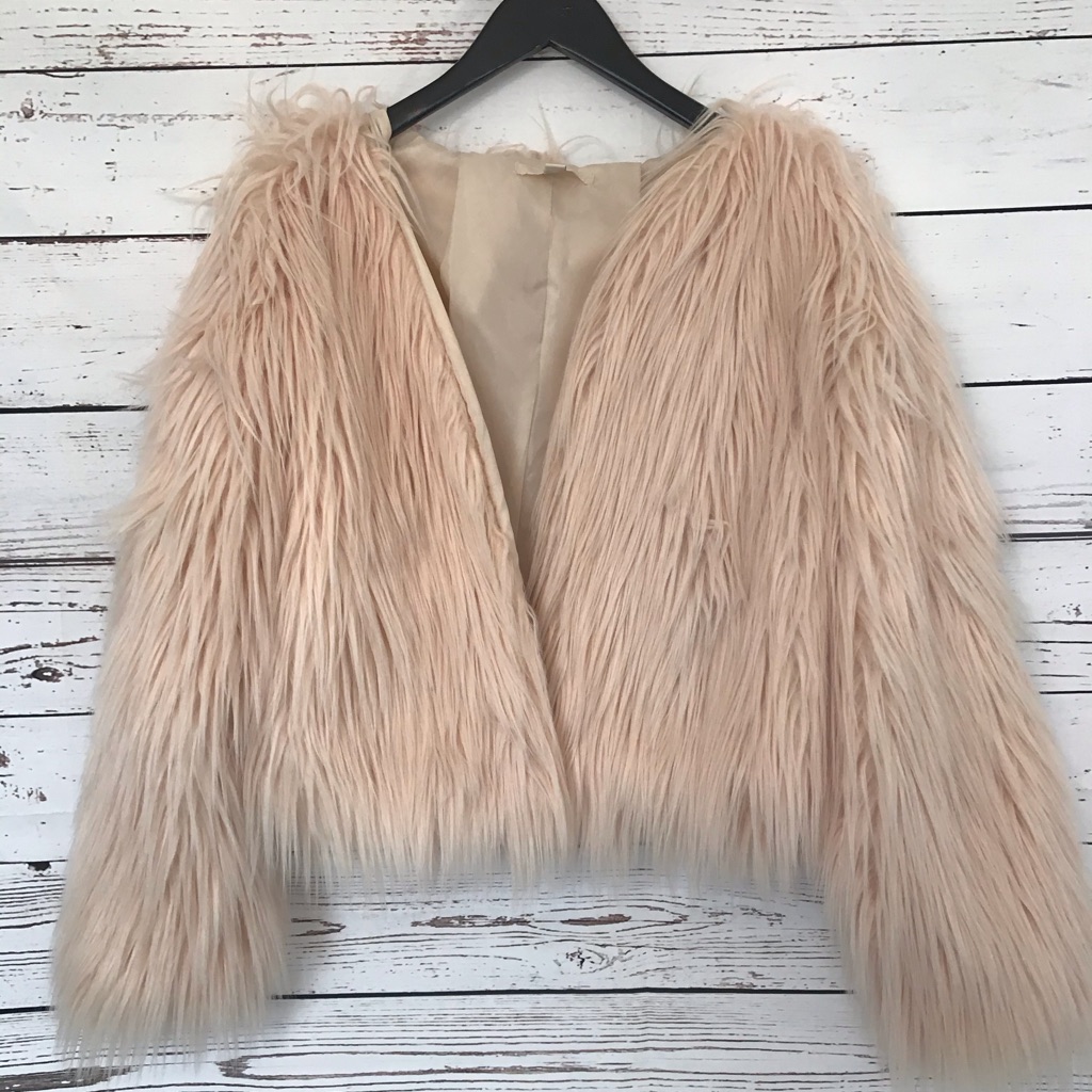 Off White/Light Pink Fuzzy Jacket